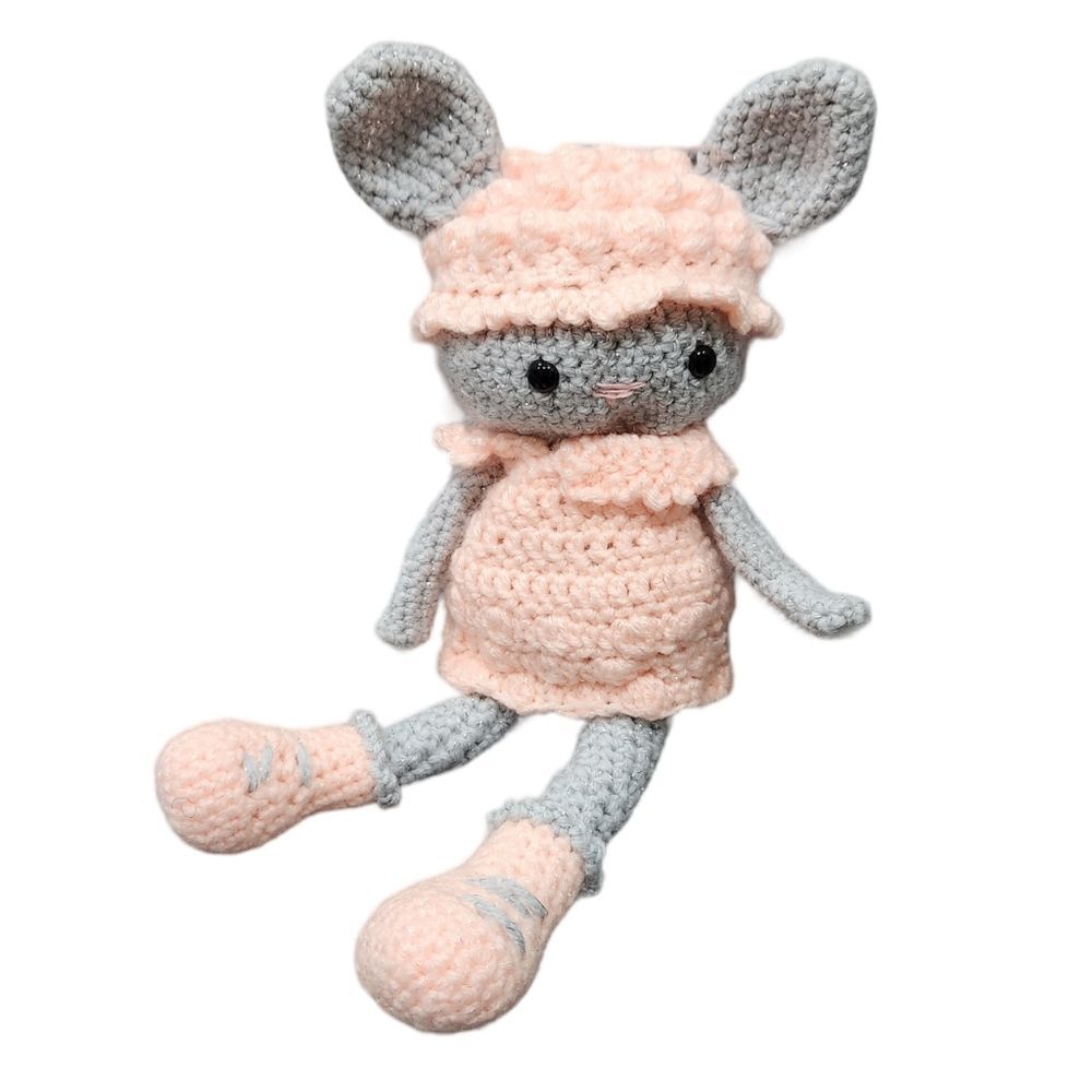Crochet Cute Baby Mouse Pattern Stuffed Plush Toy Custom Handmade 13"×7"